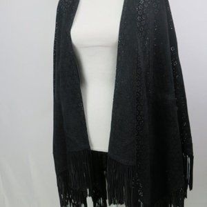 Rare Vintage Suede  Poncho w/ Fringe OS